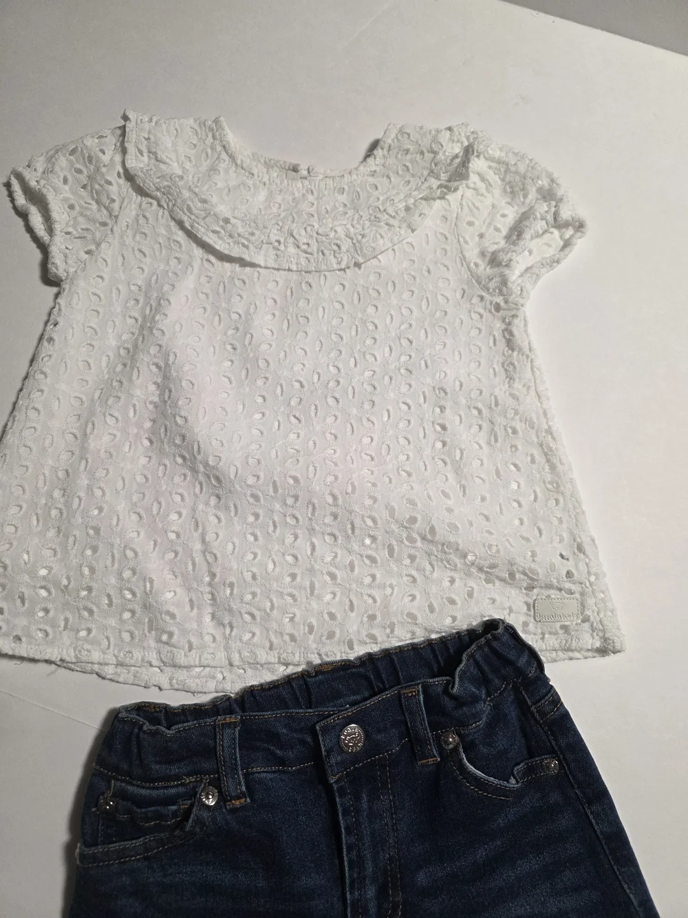 Koala White Eyelet Peplum Top for Girls - Size 6